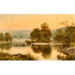 Benjamin Williams Leader (1831-1923) British. A Tranquil River Landscape, Oil on Canvas, Signed