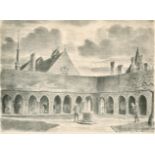 Edward Ardizzone (1900-1979) British. "Charterhouse School - Scholar's Court", Lithograph, Signed,