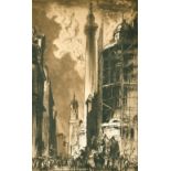 Frank Brangwyn (1867-1956) British. "The Monument, London", Etching, Signed in Pencil, Unframed
