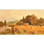 John Horace Hooper (1851-1906) British. "Harvest Time, near Henley-on-Thames", Oil on Canvas,