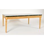 Alexander G Ley & Son. A Reproduction Louis XVI Gilded Occasional Table with green variegated marble
