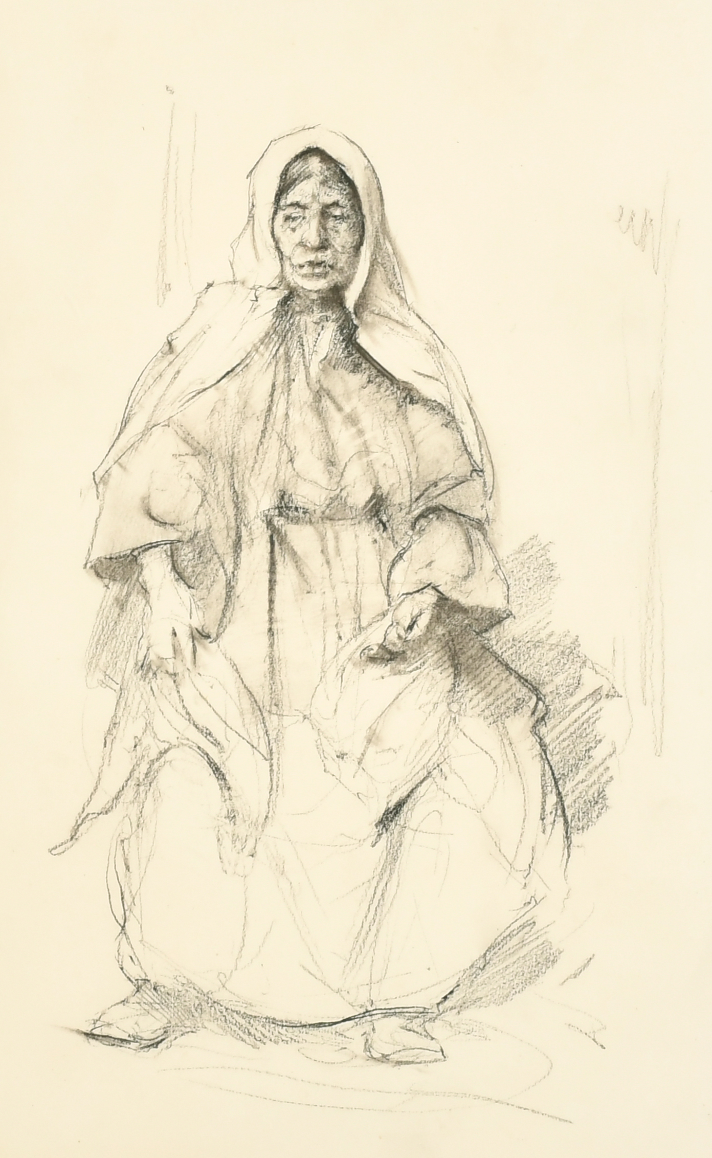 Ernest Borough Johnson (1866-1949) British. "A Woman of Bethlehem, 1936", A Sketch for Bethlehem