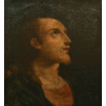 18th Century Italian School. The Head of a Saint, Oil on Canvas, Unframed, 22" x 18" (55.8 x 45.7cm)