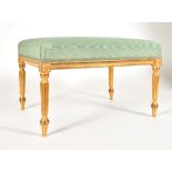 Alexander G Ley & Son. A Reproduction Adam Style Gilded Stool, upholstered in green, 18" high (45.