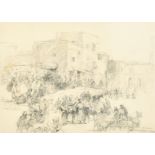 Ernest Borough Johnson (1866-1949) British. "Sketch for Bethlehem Market, 1936", Pencil, Signed,