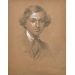 George Richmond (1809-1896) British. Bust Portrait of a Man, Pencil heightened with Chalk, Signed