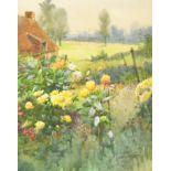 Harry Wanless (1873-1933) British. Flowers in a Cottage Garden, Watercolour, Signed, 9.75" x 7.