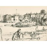 After James Abbot McNeill Whistler (1834-1903) American. "Black Lion Wharf", Etching, 5.75" x 8.