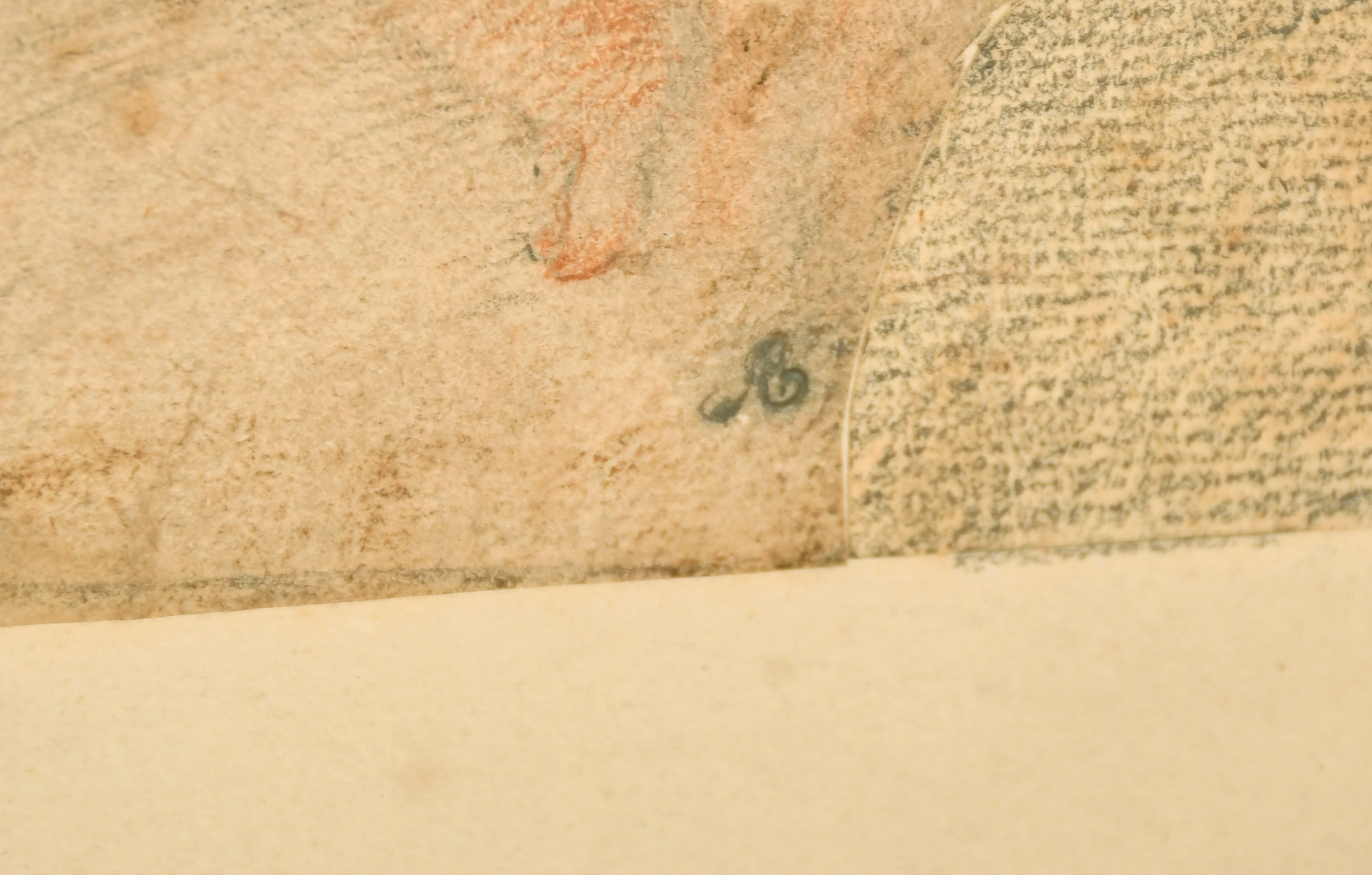 17th Century Italian School. Nativity Scene, Black and Red Chalk on joined paper, with Collector's - Image 4 of 6