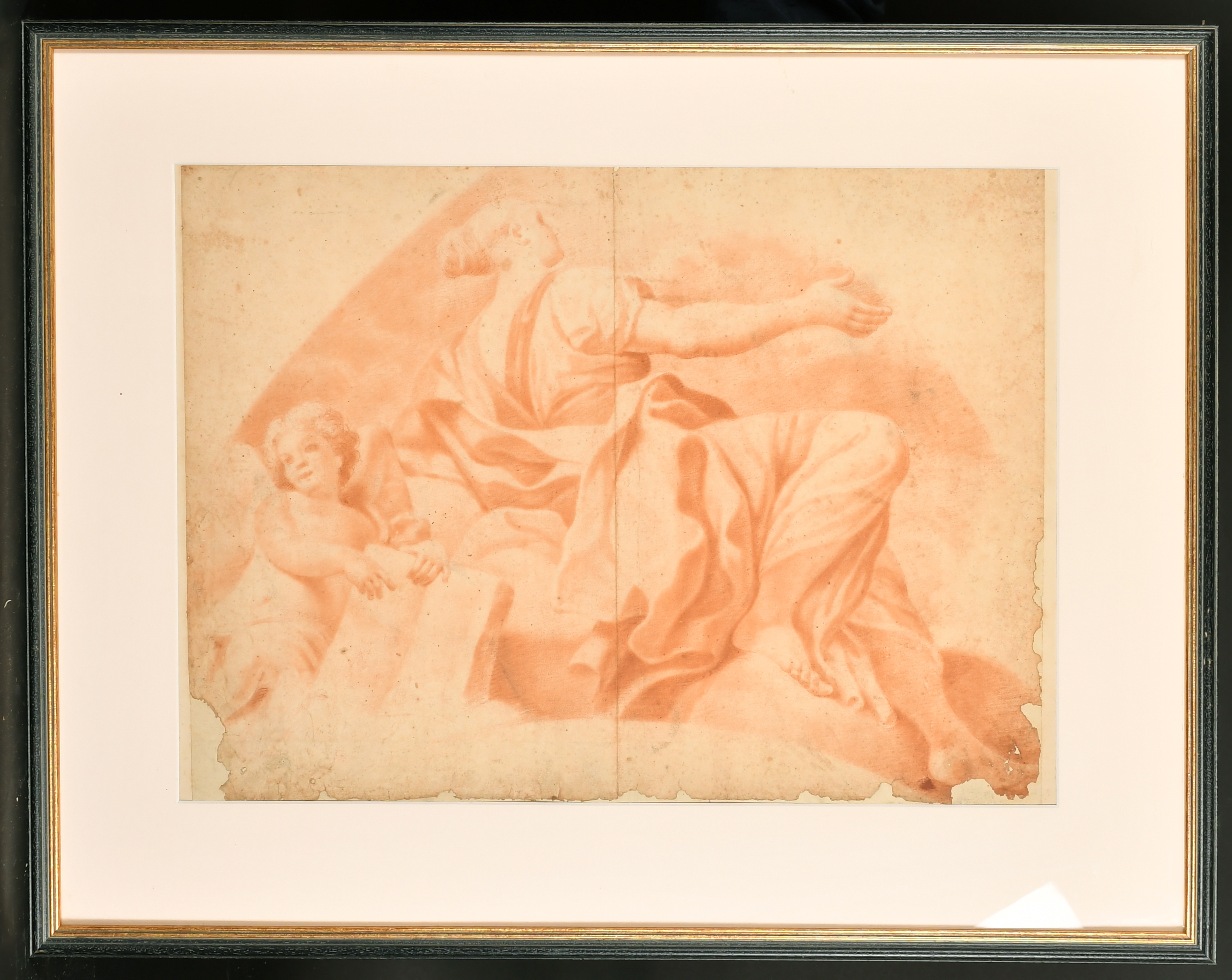 Manner of Michelangelo Buonarroti (1475-1564) Italian. Study for a Fresco, Sanguine on joined paper, - Image 2 of 3