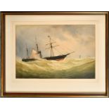 Charles Taylor (act.1836-1883) British. A Steam and Sail in Heavy Waters, Watercolour, 14.75" x 22.