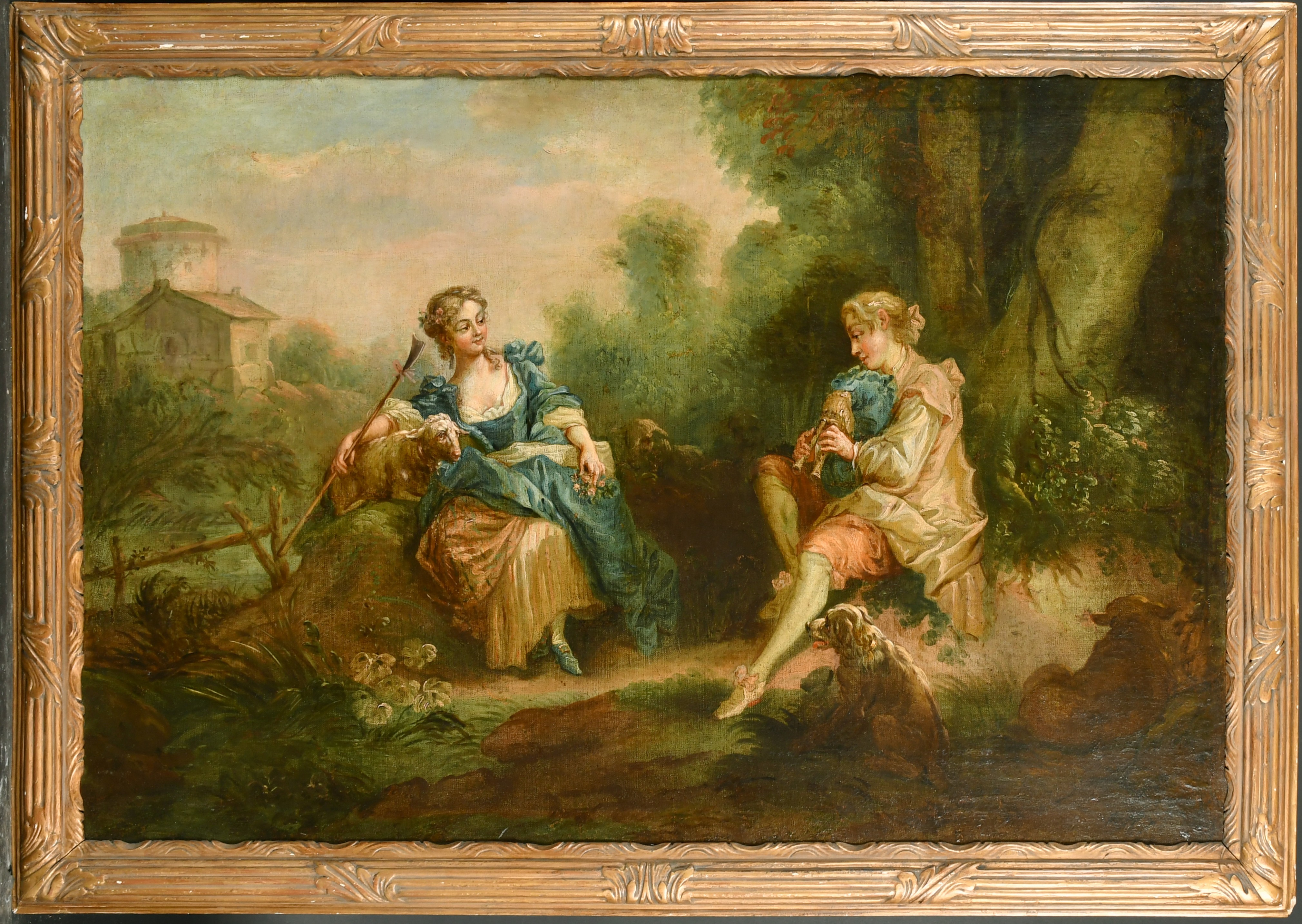 Manner of Jean-Antoine Watteau (1684-1721) French. The Serenade, Oil on Canvas, 25.25" x 38" (64.2 x - Image 2 of 3