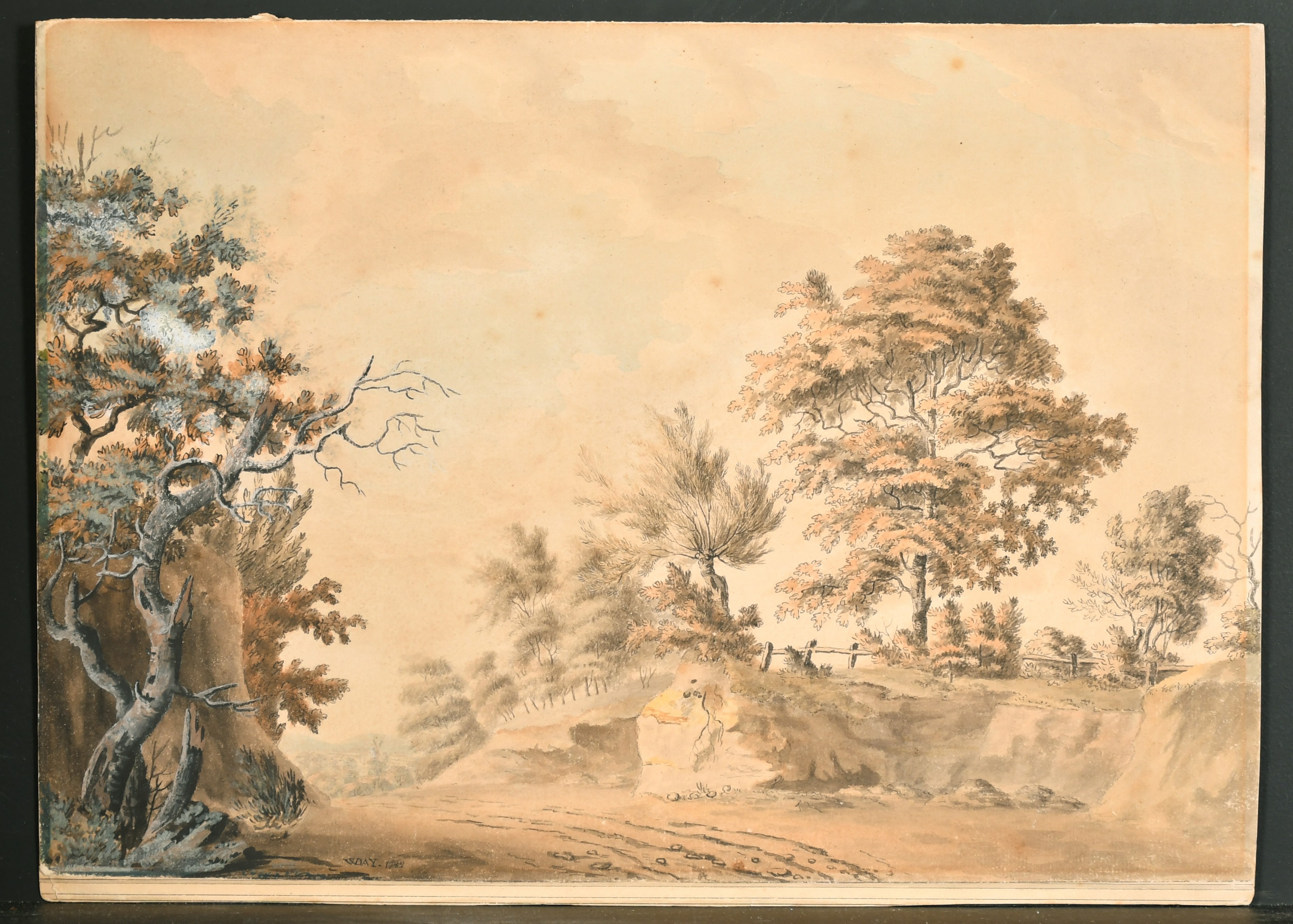 William Day (1764-1807) British. A Country Lane, Watercolour, Inscribed 'Invented & Drawn by Wm Day' - Image 2 of 5