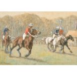 Henry Mansfield Childerstone (1873-1942) British. A Polo Match, Pastel, Signed, 10.5" x 15.75" (26.7