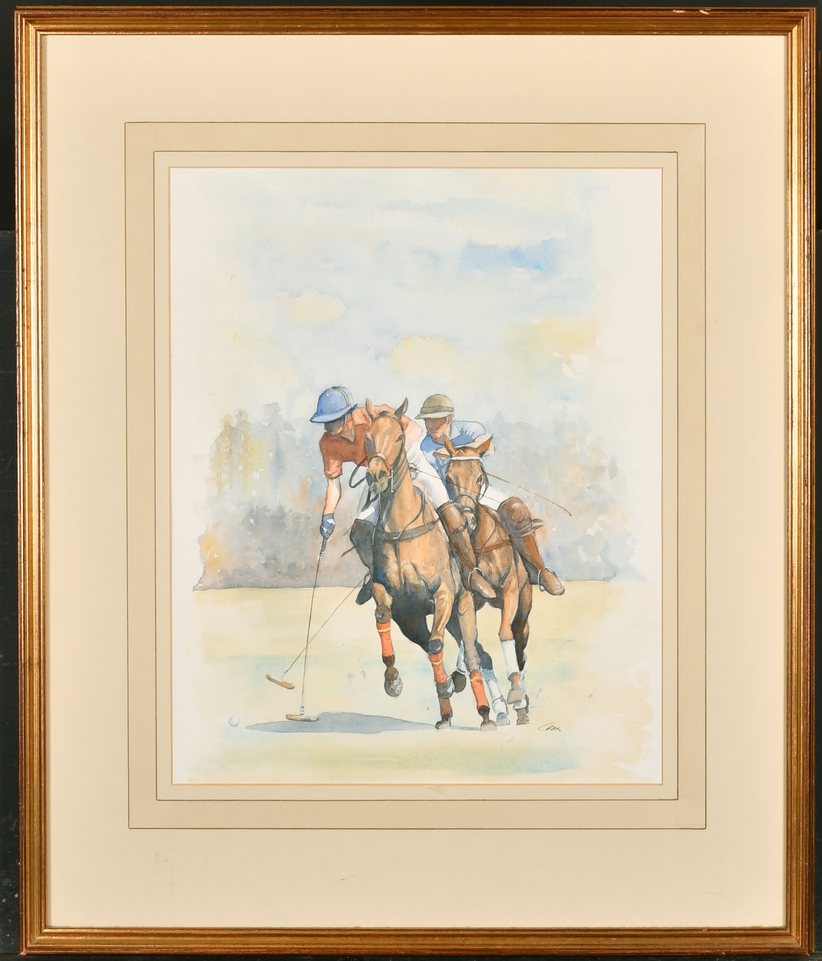 Crak (20th Century) European. Figures Playing Polo, Watercolour, Signed, 16" x 13" (40.6 x 33cm) - Image 2 of 4
