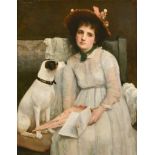 Maude Porter (act.1888-1908) British. The Loyal Companion, Oil on Canvas, Signed, 36" x 28" (91.5