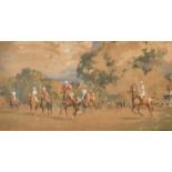 Molly Maurice Latham (c.1900-1987) British. "Ladies Polo", Watercolour and Gouache, Signed, and
