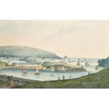 18th Century English School. A Panoramic view of Plymouth, Watercolour, Unframed, 8" x 12.5" (20.3 x
