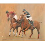 Y. Gharebaghi (20th Century) Far Eastern. Study of Polo Players, Oil on Paper, Signed, Inscribed and