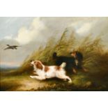 George Armfield (1808-1893) British. Terriers Chasing a Rabbit, Oil on Canvas, 10" x 14" (25.4 x
