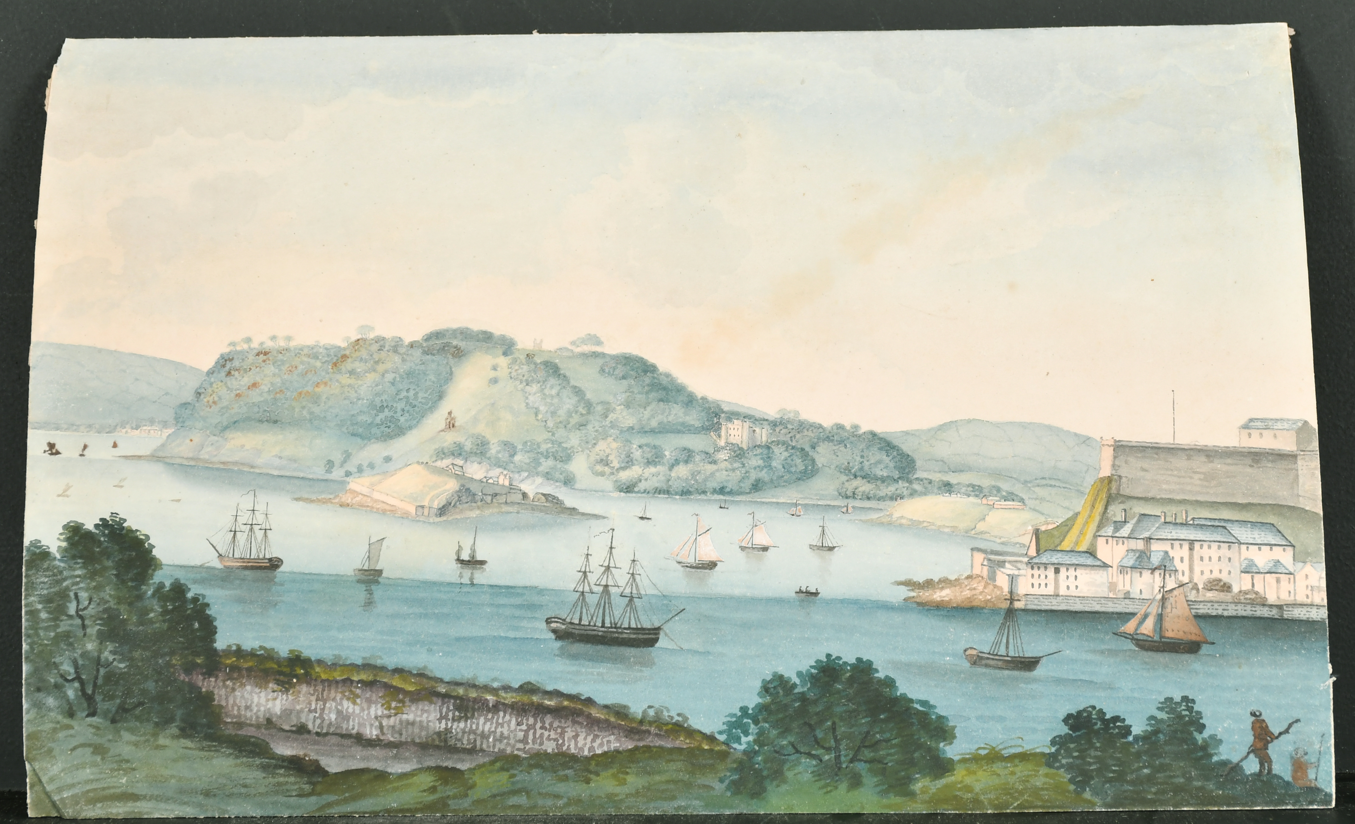 18th Century English School. A Panoramic view of Plymouth, Watercolour, Unframed, 8" x 12.5" (20.3 x - Image 6 of 9