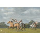 D Long (20th Century) British. A Polo Match, Oil on Canvas, Signed, 20" x 30" (50.8 x 76.2cm)