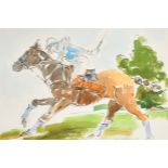 Ian Ribbons (1924-2002) British. A Polo Player on Horseback, Watercolour and Ink, Signed and