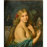 Karl Eugen Felix (1837-1906) Austrian. A Young Beauty with a Hand Mirror, Oil on Canvas, Signed '