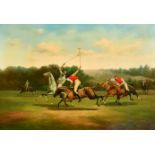 Domingo (20th Century) South American. A Polo Match, Oil on Canvas, Signed, 24" x 36" (61 x 91.5cm)