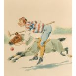 Charles Fernand de Condamy (1847-1913) French. A Caricature Polo Scene, Watercolour, Signed in