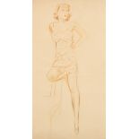 Fritz Lowen (0893-1970) German. A Standing Model, Pastel, Inscribed on a label verso, 24.25" x