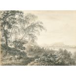 Anthony Thomas Devis (1729-1816) British. "Landscape View", Pencil and Wash, Signed with Initials,