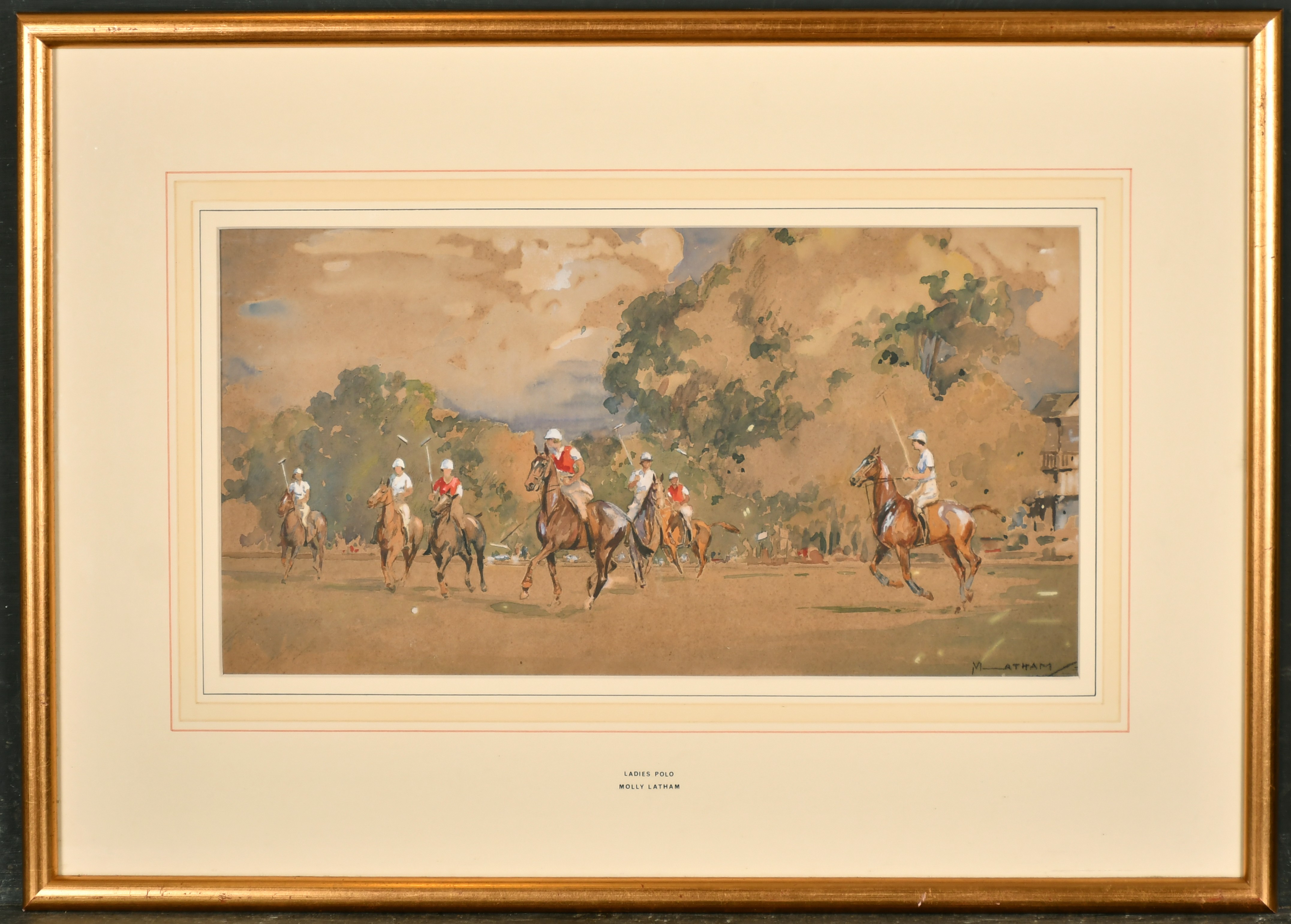 Molly Maurice Latham (c.1900-1987) British. "Ladies Polo", Watercolour and Gouache, Signed, and - Image 2 of 5