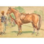 Margaret Fisher Prout (1875-1963) British. "Polo Pony", Watercolour, Signed, and Inscribed verso,