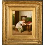 Paul Constant Soyer (1823-1903) French. A Sleeping Child, Oil on Canvas, Signed, 11" x 9" (27.9 x