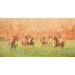 Brush (20th Century) American. A Polo Match, Watercolour, Signed, 8" x 15" (20.3 x 38.1cm)