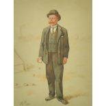 19th-20th Century English School. Study of a Man holding a Polo Ball, Watercolour, Signed with