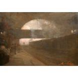 Robert Fowler (1853-1926) British. A Station Scene, Oil on Canvas, Signed, 16" x 22" (40.6 x 55.8cm)