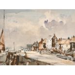 Rowland Hilder (1905-1993) British. "Harbour Scene", Watercolour, Signed, and Inscribed on a label