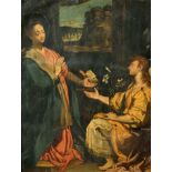 Circle of Federico Baroccio (1535-1612) Italian. The Annunciation, Oil on Copper, 8" x 6" (20.3 x