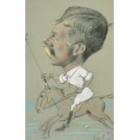 Marcelle Pic (19th-20th Century) French. A Caricature of a Polo Player, Chalk, Signed and Dated