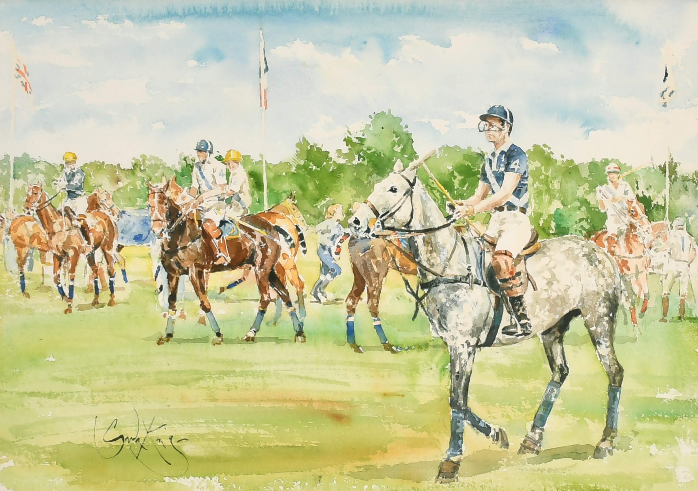 Gordon King (1939- ) British. "Competing for the Veuve Clicquot Gold Cup at Cowdray Park",