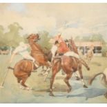 20th Century English School. A Polo Match, Watercolour, 9" x 9" (22.8 x 22.8cm)