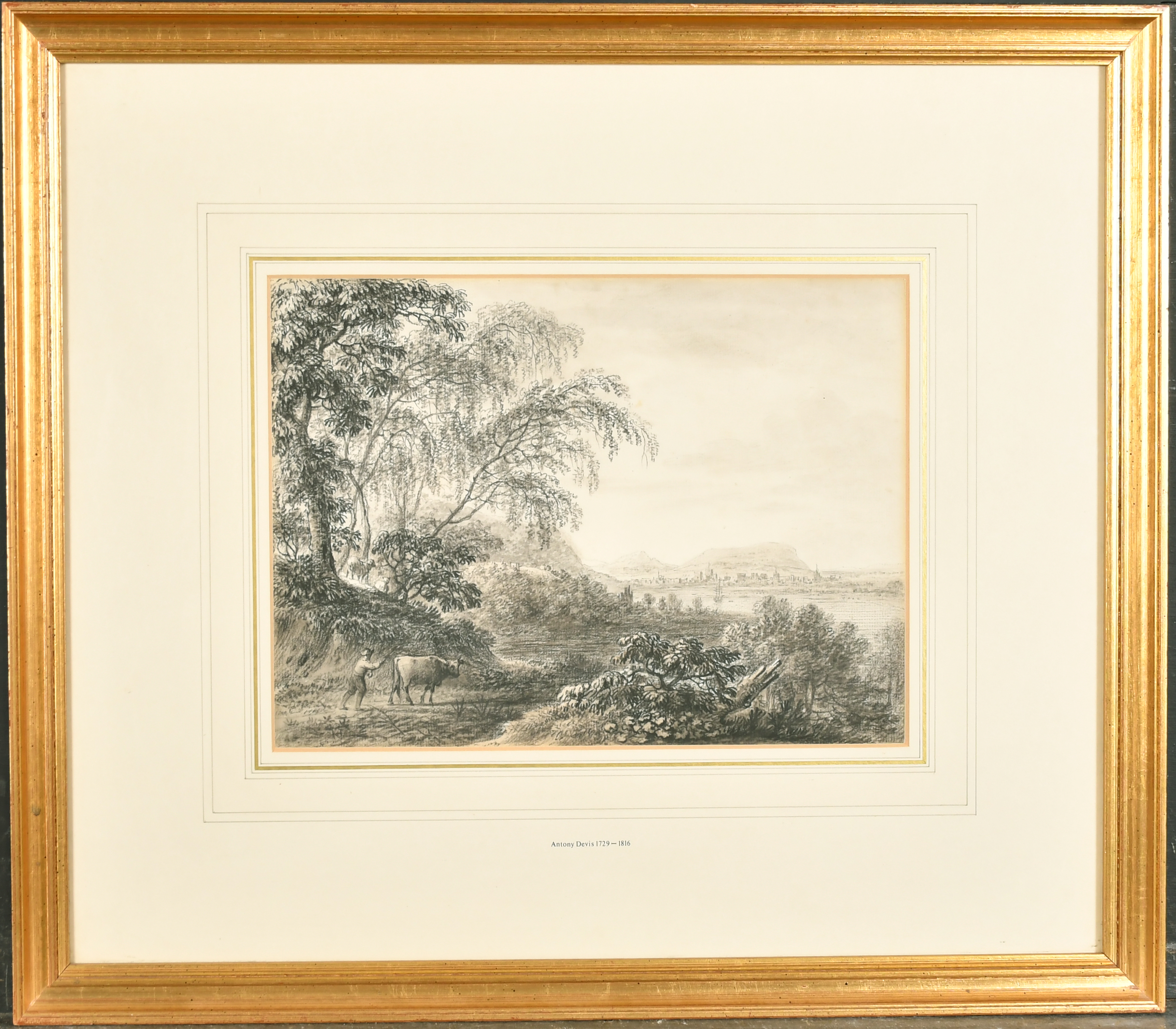 Anthony Thomas Devis (1729-1816) British. "Landscape View", Pencil and Wash, Signed with Initials, - Image 3 of 7