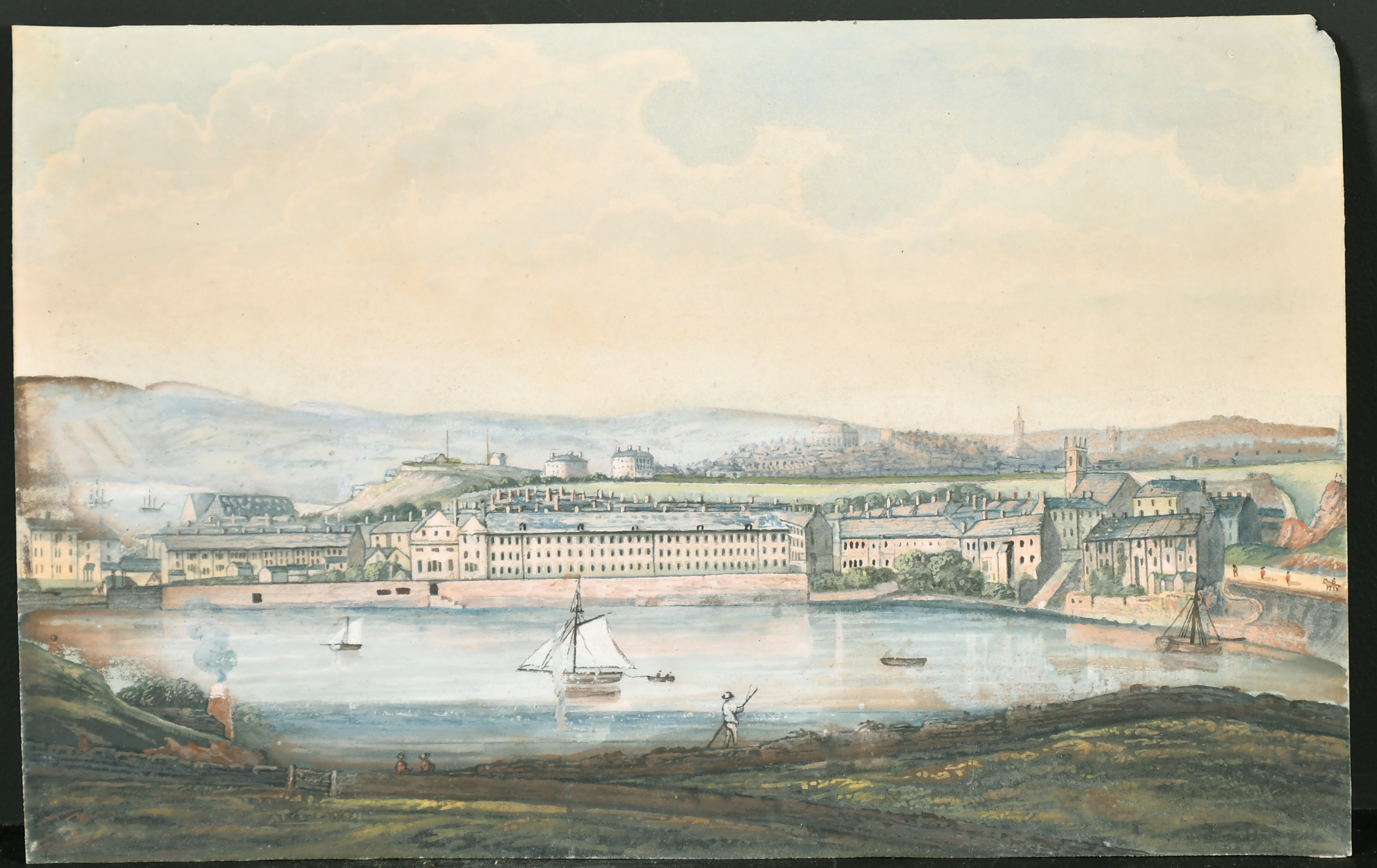 18th Century English School. A Panoramic view of Plymouth, Watercolour, Unframed, 8" x 12.5" (20.3 x - Image 7 of 9