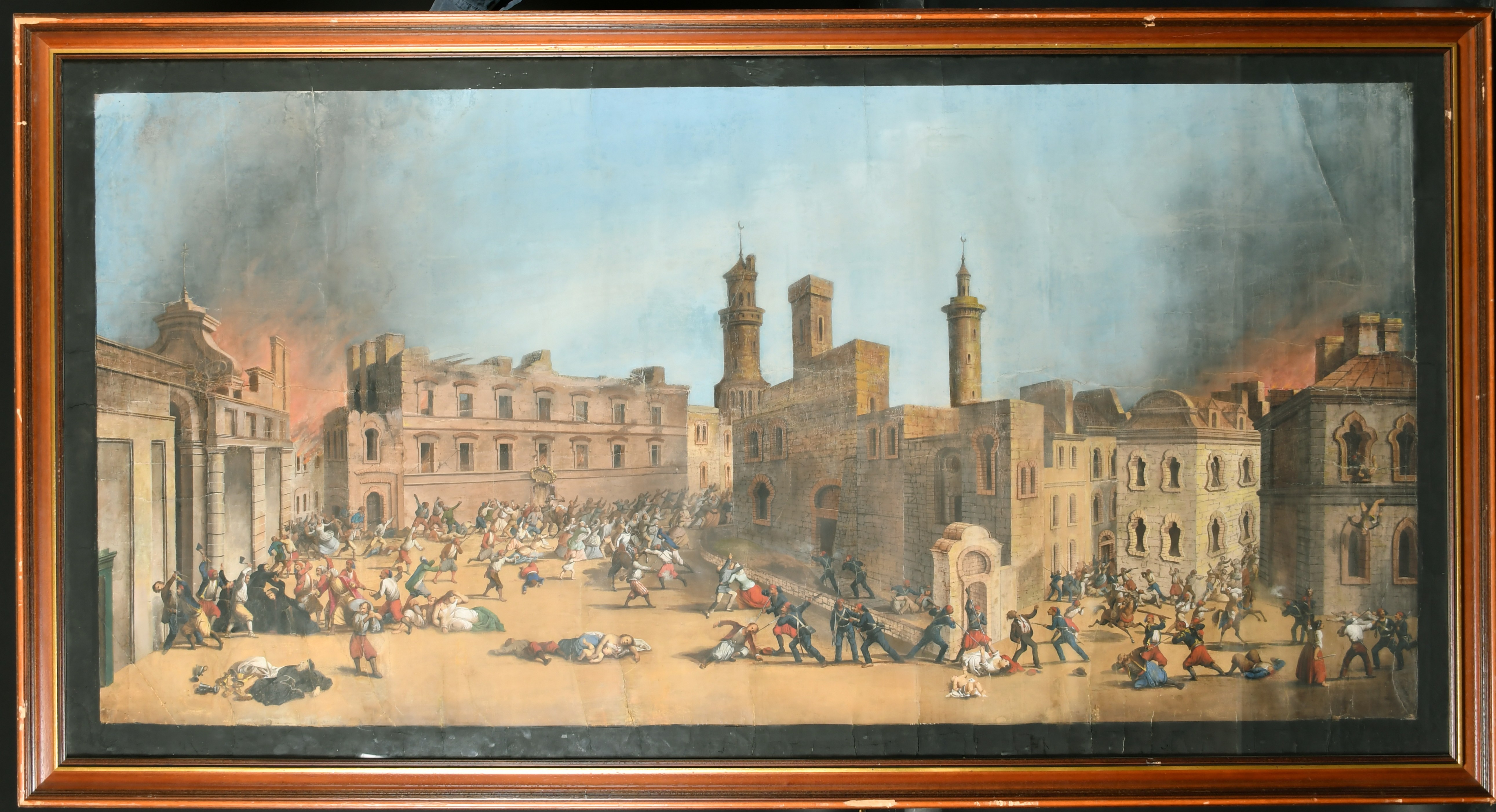 18th Century European School. The Sacking of Grenada 1779, Gouache, 33.5" x 68" (85.2 x 172.7cm) - Image 2 of 6