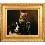Lucy Waller (1856-1908) British. A Study of Three Dogs' Heads, Oil on Board, Signed and Dated