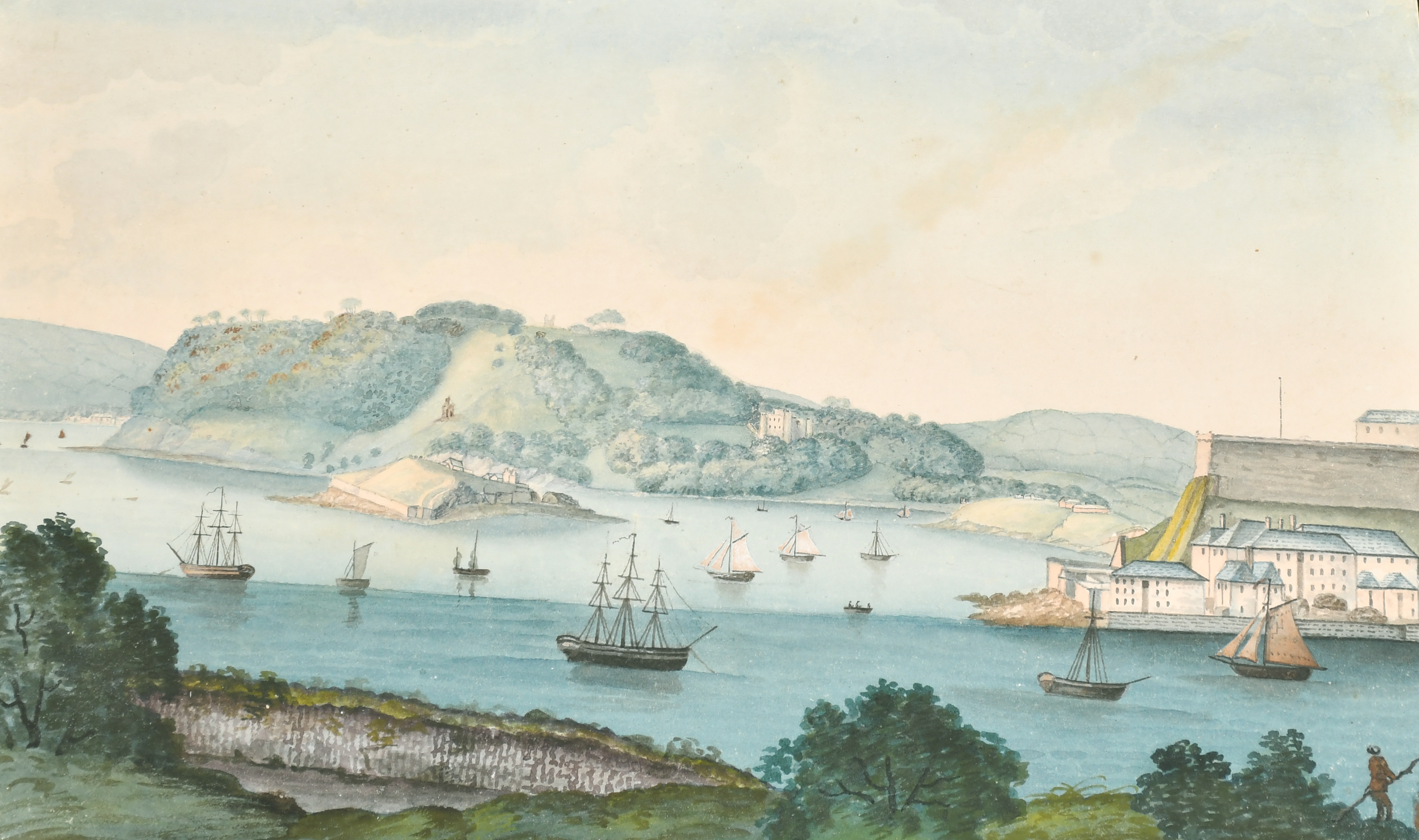 18th Century English School. A Panoramic view of Plymouth, Watercolour, Unframed, 8" x 12.5" (20.3 x - Image 2 of 9