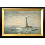 George Stanfield Walters (1838-1924) British. Eddystone Lighthouse, Watercolour, Signed and Dated