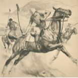 Reinhold H. Palenske (1884-1954) American. "California Polo", Etching, Signed and Inscribed, 10" x